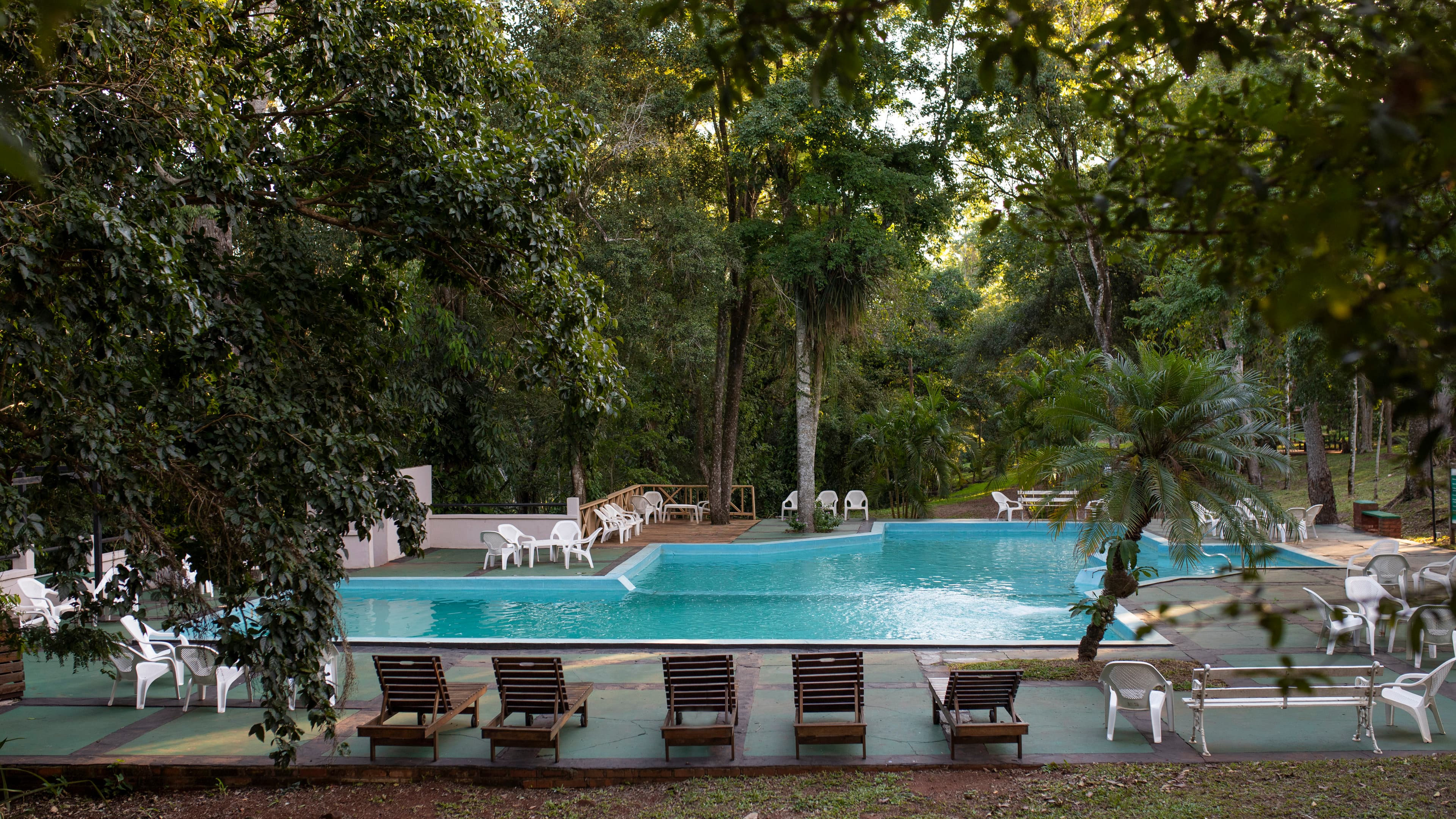 Relajate en nuestra piscina principal, un oasis de frescura rodeado por la exuberante vegetación misionera.